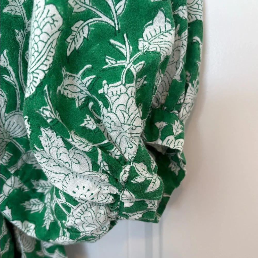 Mille Daisy Dress Size Medium Green Zinnia Print Tassels - Picture 8 of 12